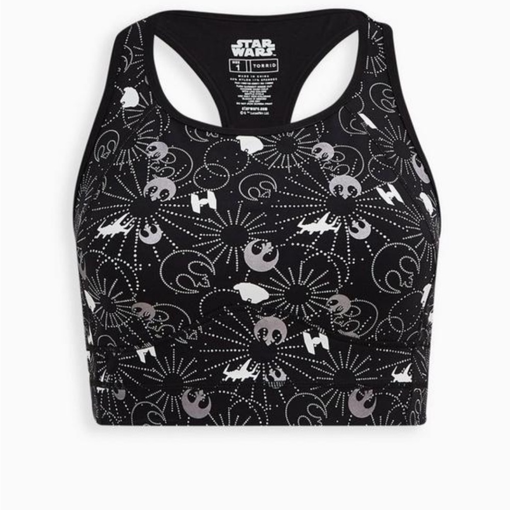 Torrid Black Star Wars Sports Bra NWT
